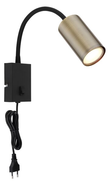 Lampă de perete flexibilă ROBBY 1xGU10/25W/230V neagră/alamă Globo 57911WM