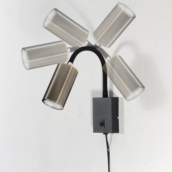 Lampă de perete flexibilă ROBBY 1xGU10/25W/230V neagră/alamă Globo 57911WM