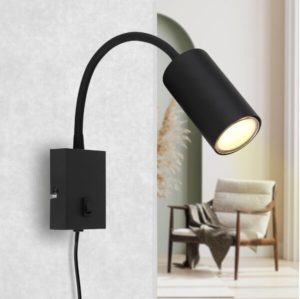 Lampă de perete flexibilă ROBBY 1xGU10/25W/230V neagră Globo 57911WB
