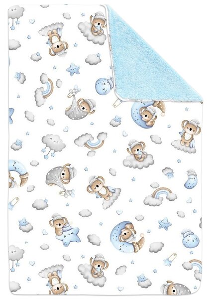 Paturica dubla pufoasa cu doua fete 100x78 cm Kidizi Fluffy Koala Dreams Blue