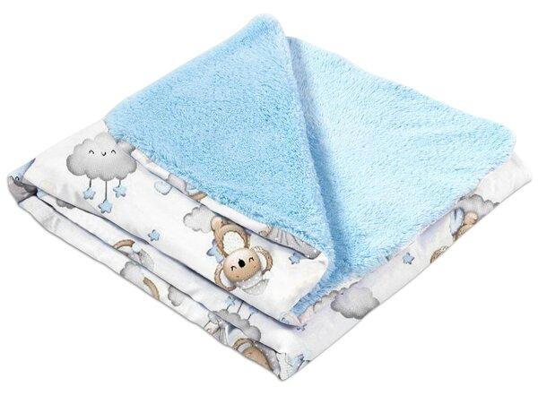 Paturica dubla pufoasa cu doua fete 100x78 cm Kidizi Fluffy Koala Dreams Blue