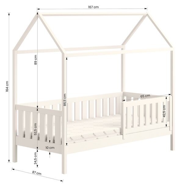 Pat tip căsuță joasă Nemos pentru copii 80x160 - culoare pin