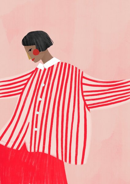 Ilustrare The Woman With the Red Stripes, Bea Muller, (30 x 40 cm)