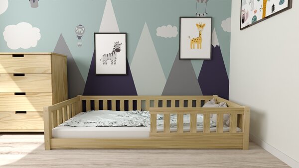 Pat Montessori pentru copii PINELO 90 x 200 cm, pin Saltele: Fara saltea, Somiera pat: Fara somiera