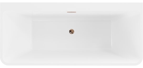 Mexen Volta, cada de baie autoportanta montata pe perete 150 x 75 cm, alb-negru, preaplin auriu roz, 51131507575-60