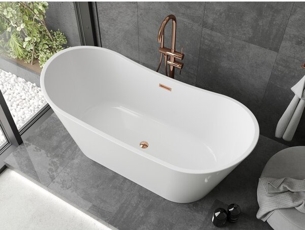 Mexen Montana, cadă de sine stătătoare 150 x 75 cm, alb, preaplin auriu roz, 52011507500-60