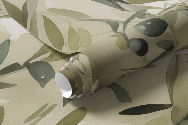 Tapet Olive copaci abstracte imitație acuarelă, Fototapet Natură, w02583 : Uwalls.ro