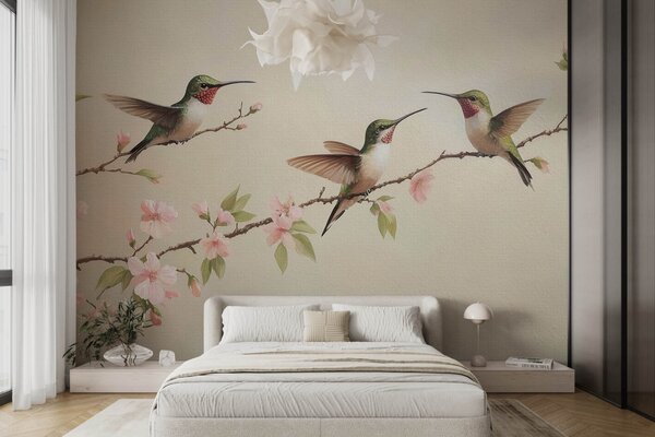 Tapet Trei colibri, Fototapet Animale, Fototapet Păsări, w08515 : Uwalls.ro