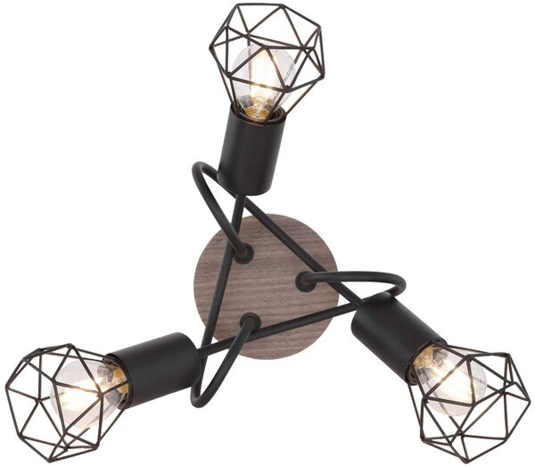 Globo Lighting Xara I lampă de tavan 3x40 W negru-lemn 54802S-3DH