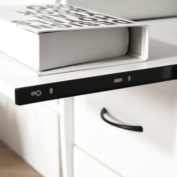 HOMCOM Birou PC din PAL și Oțel Alb cu Tastatură și Raft Monitor, Spațiu Generos de Lucru, 2 Sertare, Design Modern, 120x55x85 cm | Aosom Romania