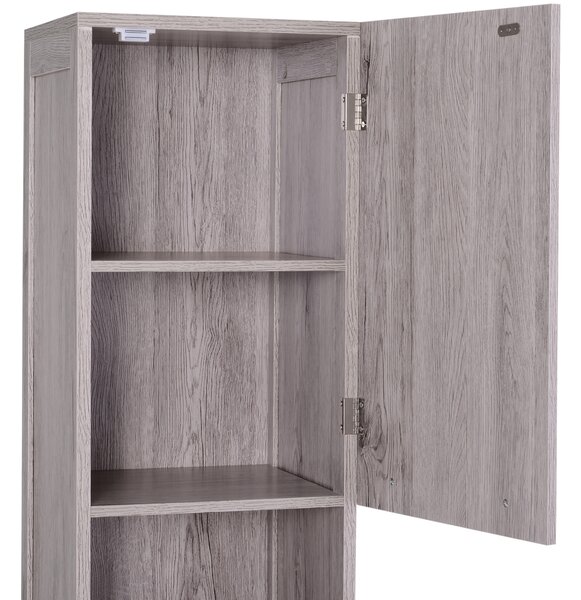 Kleankin Coloană Baie 2 Dulapuri 2 Rafturi Deschise MDF Suprafață Netedă 30x32x172.5cm Culoare Lemn | Aosom Romania