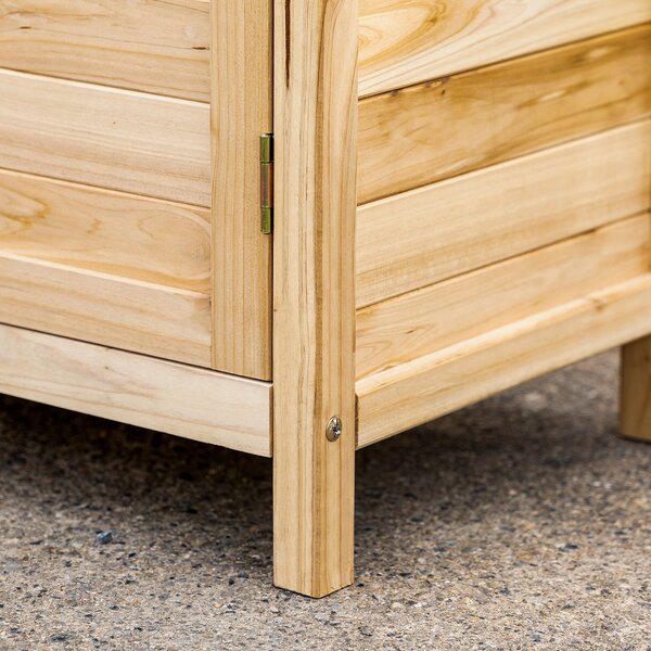 Dulap de exterior Outsunny cu 2 rafturi din lemn de brad cu design înălțat și 2 uși, 83x40x92 cm, culoarea lemnului | Aosom Romania
