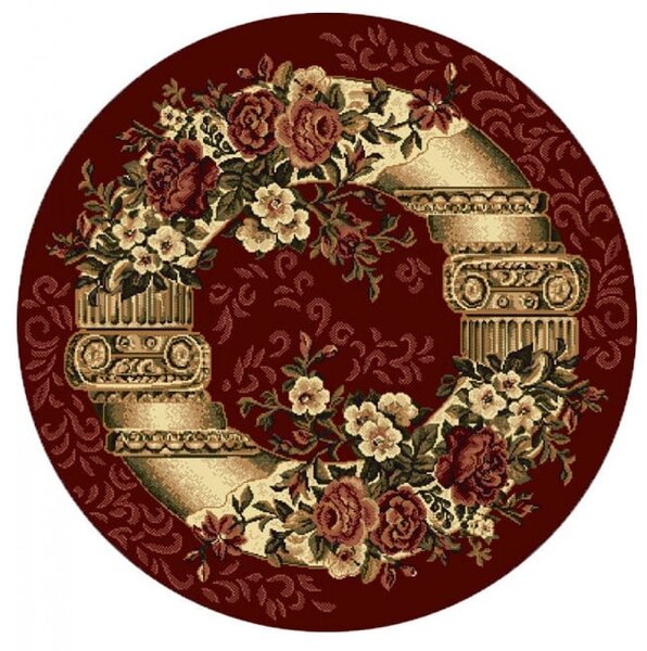 Model Lotos 532 210, Covor Rotund, Rosu Grena Crem, Rotund, 100x100