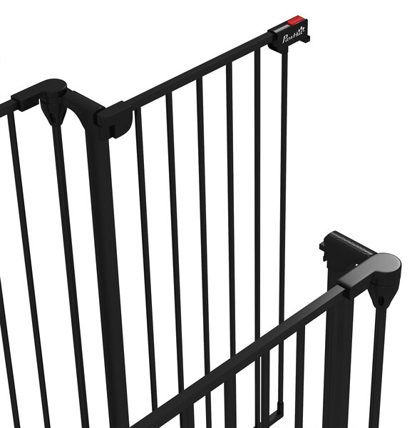 PawHut Poartă pentru Câini cu 3 Panouri și Sistem Dublu de Închidere, Barieră pentru Câini pentru Scări, Uși, Holuri, 206x90 cm, Negru | Aosom Romania