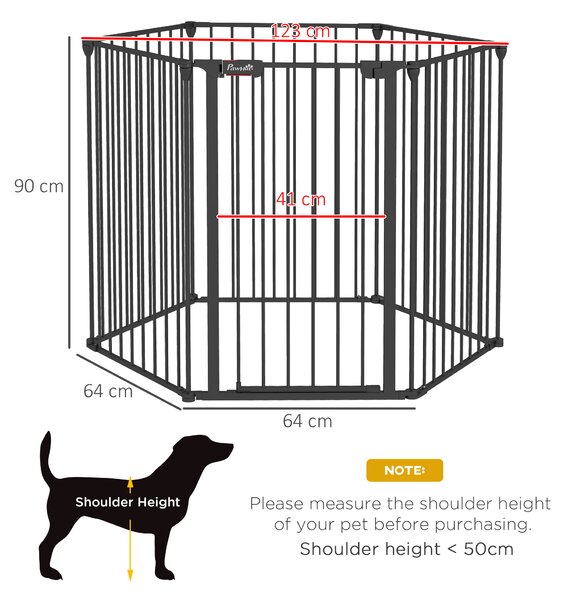 PawHut Poarta Pliabila pentru Caini de Talie Medie Siguranta Modulara Metal si Plastic 123x102x90cm Negru | Aosom Romania