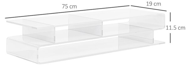 HOMCOM Suport Monitor Acrilic cu Spațiu pentru Tastatură, Organizator Birou Multifuncțional, Transparent, 50.8x19x12 cm | Aosom Romania