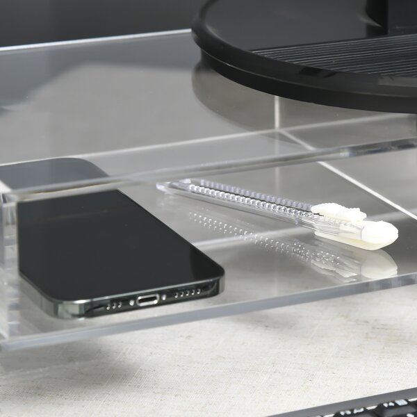 HOMCOM Suport Monitor Acrilic cu Spațiu pentru Tastatură, Organizator Birou Multifuncțional, Transparent, 50.8x19x12 cm | Aosom Romania