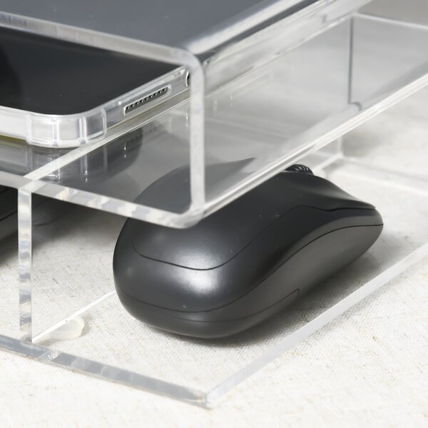 HOMCOM Suport Monitor Acrilic cu Spațiu pentru Tastatură, Organizator Birou Multifuncțional, Transparent, 50.8x19x12 cm | Aosom Romania