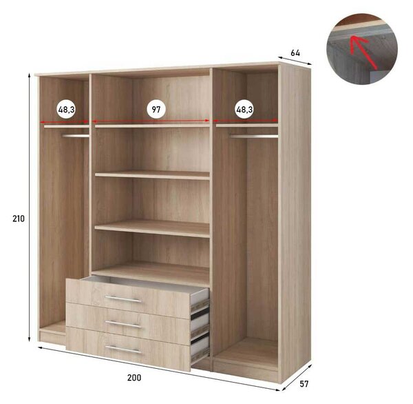 Dulap de haine Svalga 4D (alb). Promo -20%. 1014282