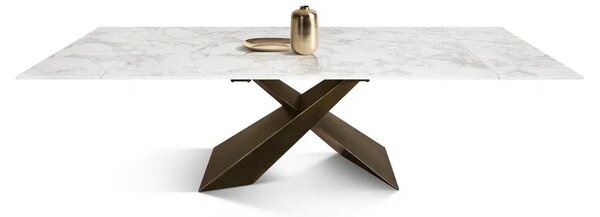 MIRABELLE-MASA BLAT DREPTUNGHIULAR CERAMICA ALB - PICIOR METALIC BRONZ 180 cm/90 cm