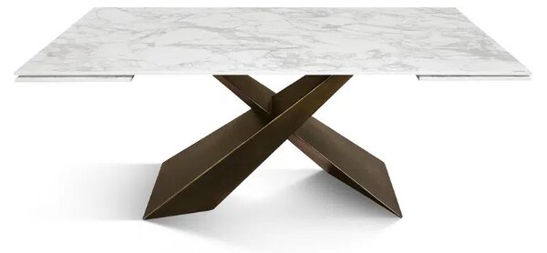 MIRABELLE-MASA BLAT DREPTUNGHIULAR CERAMICA ALB - PICIOR METALIC BRONZ 180 cm/90 cm