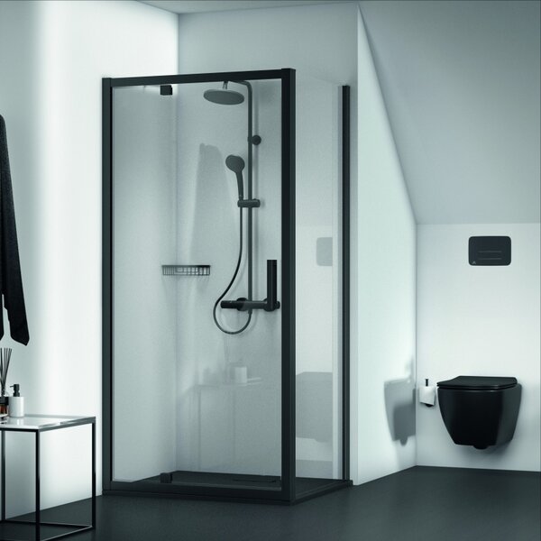 Coloană de duș cu baterie termostatată Ideal Standard Ceratherm T25, negru mat