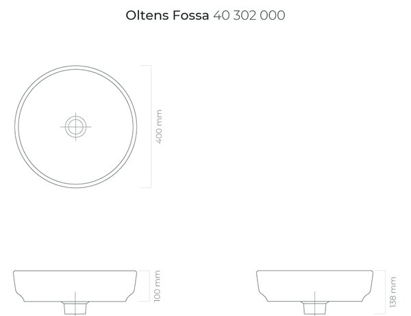Oltens Fossa lavoar 40x40 cm rotund de blat alb luciu 40302000