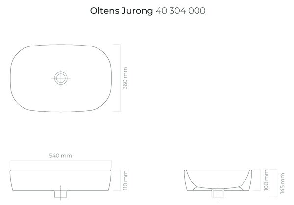 Oltens Jurong lavoar 54x36 cm ovale de blat alb luciu 40304000