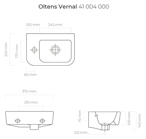 Oltens Vernal lavoar 37x24.5 cm semicircular clasică alb luciu 41004000