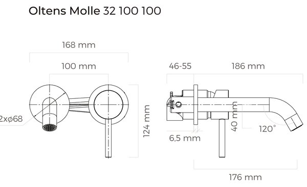 Oltens Molle baterie lavoar ascuns crom 32100100