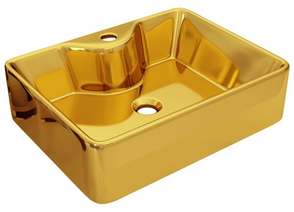 Chiuvetă cu orificiu de robinet, auriu, 48x37x13,5 cm, ceramică