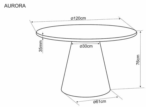 Masă AURORA, gri deschis, MDF/microciment, Ø120x76 cm