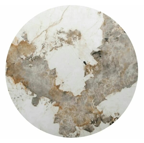 Masă RONDO, alb lucios/nuc, ceramică/furnir/MDF, Ø120x76 cm