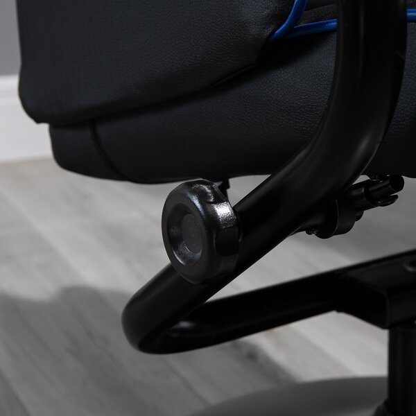 Vinsetto Scaun Gaming Ergonomic cu Taburet Suport Picioare Înclinare 130° Suport Lombar Negru și Albastru | Aosom Romania