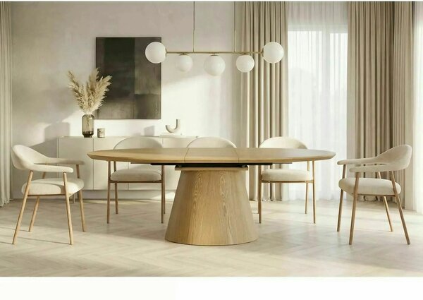 Masă extensibilă MAROCCO, stejar, furnir/MDF, 160–200x100x75 cm