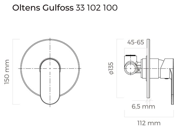 Oltens Gulfoss baterie de duș ascuns crom 33102100