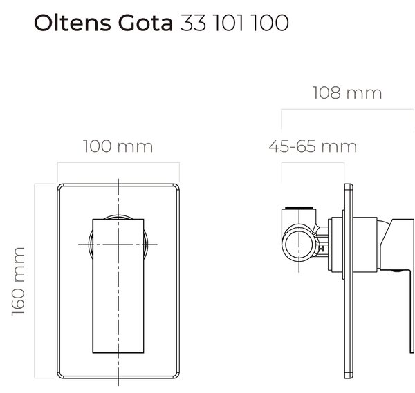 Oltens Gota baterie de duș ascuns crom 33101100