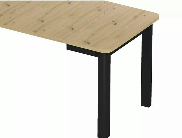 Masă extensibilă OSKAR, stejar artizanal/negru, PAL laminat/MDF, 120–2