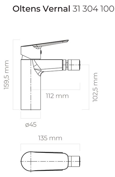 Oltens Vernal baterie bideu stativ crom 31304100