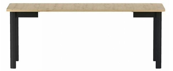 Masă extensibilă OSKAR, stejar artizanal/negru, PAL laminat/MDF, 120–2