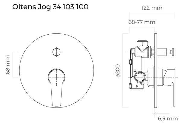 Oltens Jog baterie cadă-duș ascuns crom 34103100