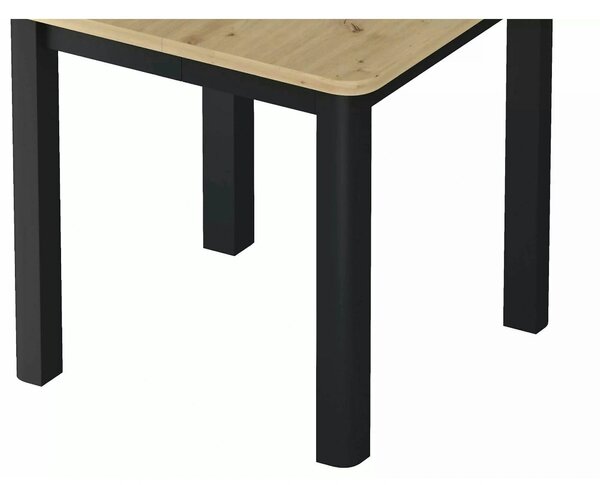 Masă extensibilă OSKAR, stejar artizanal/negru, PAL laminat/MDF, 120–2
