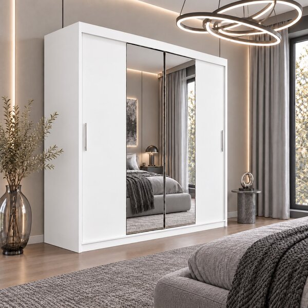 Dressing Alex, 200x60x200cm, cu oglinda, Alb, Pal 18 mm