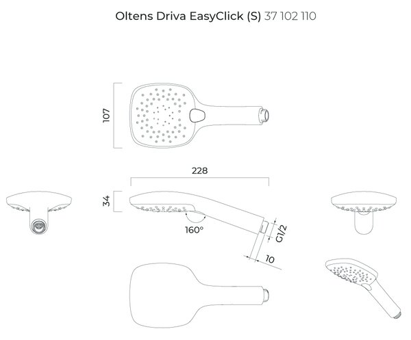 Oltens Driva EasyClick duș de mână crom/alb 37102110