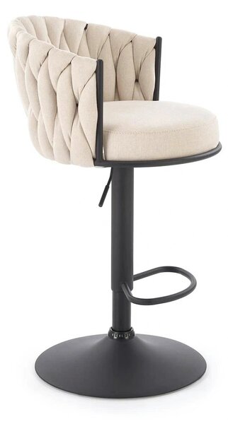Scaun bar textil H125, bej - Nea 25, stofa clasica/otel, 53x54x90/105