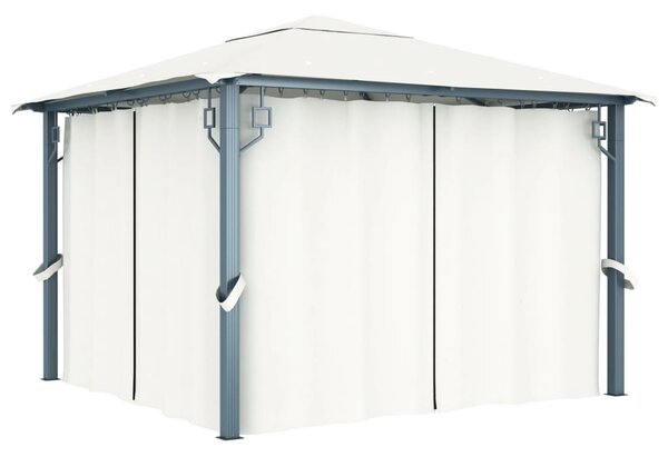 Pavilion cu perdele, crem, 300 x 300 cm, aluminiu