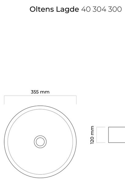Oltens Lagde lavoar 35.5x35.5 cm rotund de blat negru mat 40304300