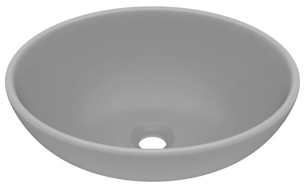 Chiuvetă lux, gri deschis mat, 40x33 cm, ceramică, formă ovală
