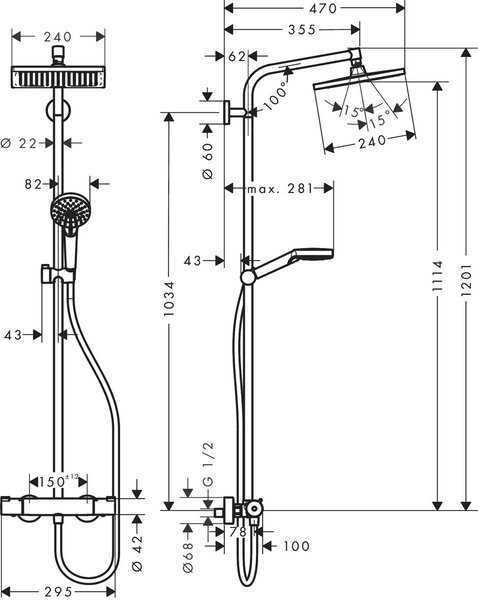 Hansgrohe Crometta set de duș perete cu termostat crom 27281000