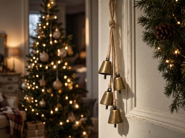 Decoratiune de Craciun de agatat GOLDEN BELLS 35 cm, aurie